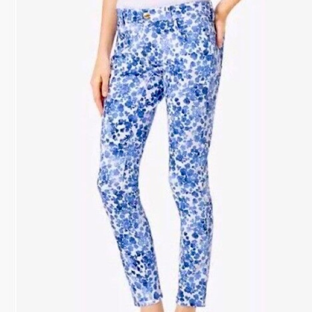 Authentic $125 Michael Kors Floral Izzy Cropped Skinny Jeans